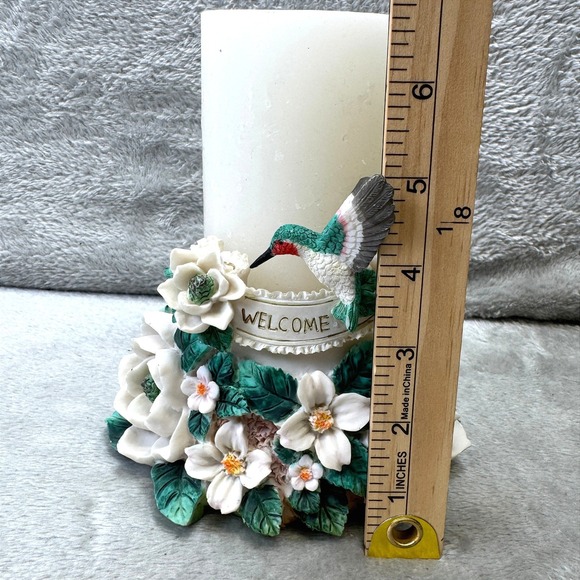 Hummingbird Floral Pillar Candle Holder Set Welcome Spring Decor Cottagecore VTG - Picture 5 of 9